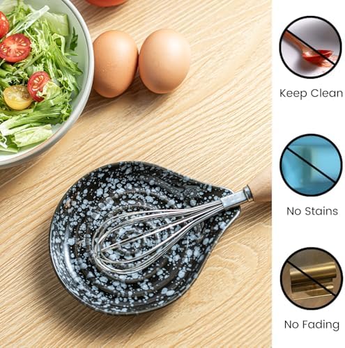 LAUCHUH Spoon Rest for Stove Top, Ceramic Spoon Holder Kitchen Ladle Holder