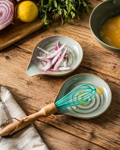 LAUCHUH Spoon Rest for Kitchen Counter, Ceramic Spoon Holder for Stove Top
