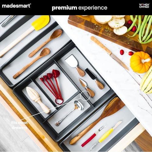madesmart Classic 4 Compartment Drawer Organizer, Granite
