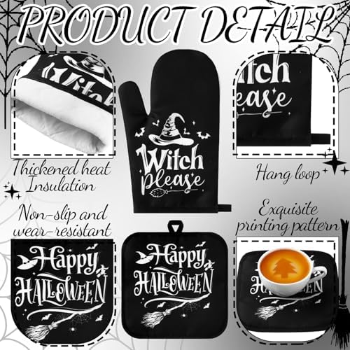 Fanfanwin 10 Pcs Halloween Kitchen Decor Accessories Set Witch Style