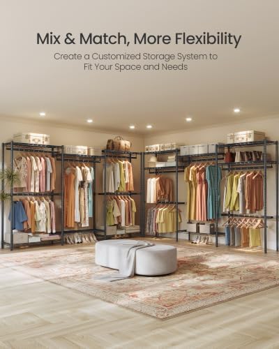 SONGMICS Closet Organizers and Storage, Clothes Rack with Shelves