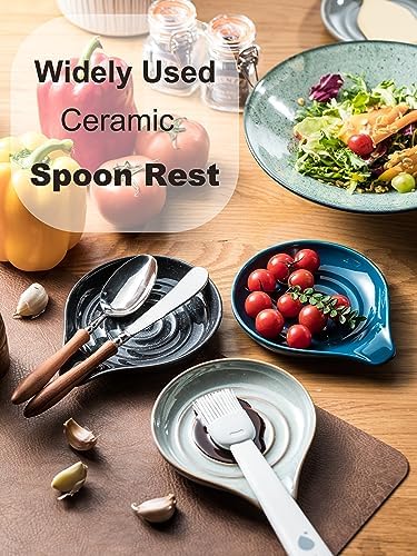 LAUCHUH Spoon Rest, Ceramic Spoon Holder for Stove Top Large Spatula Rest