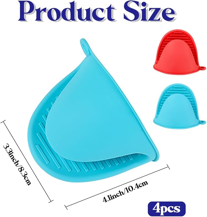 4 PCS Silicone Oven Mitts Heat Resistant Mini Oven Gloves - Image 3