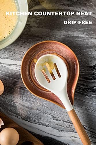 LAUCHUH Spoon Rest for Stove Top, Ceramic Spoon Holder for Kitchen Counter