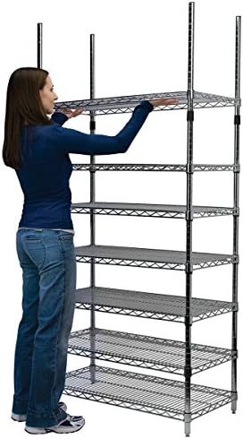 Akro-Mils AWP74UPRIGHT 74-Inch NSF Certified Industrial Grade Chrome Wire Shelf System Upright Leg Post Poles, (4 Pack), Silver