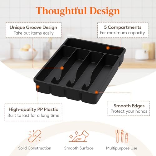 Lifewit Silverware Organizer with Lid, Covered Utensil Tray, 9.5x12.7