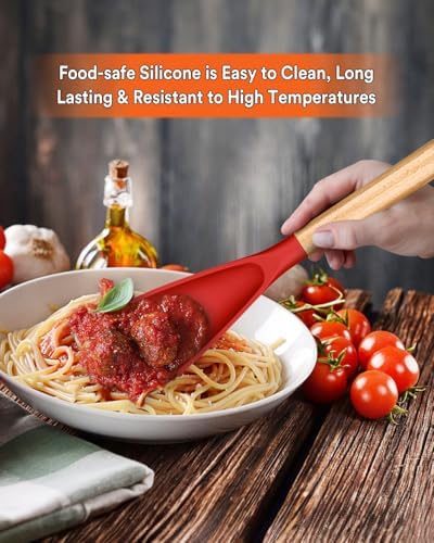 Badiano Silicone Cooking Spoon for Nonstick Cookwares, Multi-function,13.4"