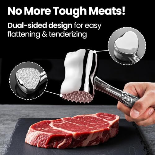 Gourmet Easy Meat Tenderizer Tool Love Heart Design, Lifetime Replacement