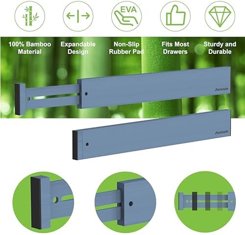 ANTOWIN Expandable Bamboo Drawer Dividers, Fits 17.6-21.6" Drawers