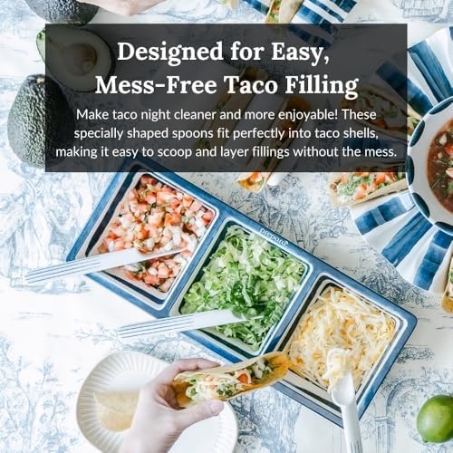 Prepara Taco Spoon, White Coastal Stripe, Set of 2, 7.2'x1'