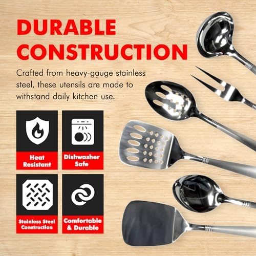 Chef Craft Select Kitchen Tool and Utensil Set, 6 Piece Set, Stainless Steel
