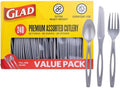 Glad Silver Disposable Cutlery Set, Heavy Duty Plastic, 240 Count