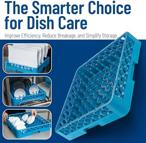 Carlisle FoodService Products All Purpose Plate and Tray Racks – Tray Racks with Extra Tall 2.94" Pegs for Charger Plates, Pasta Bowls, Large Platters, Open Honeycomb Design, Blue, (Pack of 6)
