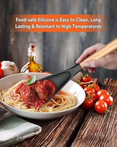 Badiano Silicone Cooking Spoon for Nonstick Cookwares, Multi-function,13.4"