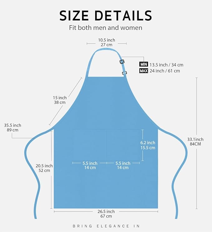 Syntus Apron for Men Women, Adjustable Cooking Kitchen Chef Aprons - Image 2