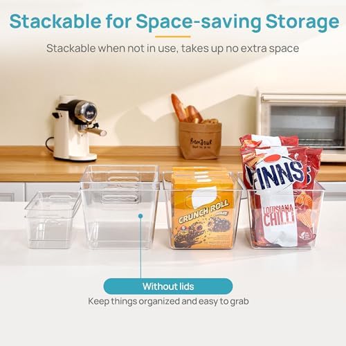 Vtopmart 8 Pack Clear Storage Bins Set for Pantry Organizer