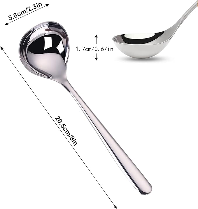 Comicfs 2 Pack Gravy Ladle, SUS 304 Stainless Steel Soup Ladle, Small Soup - Image 2