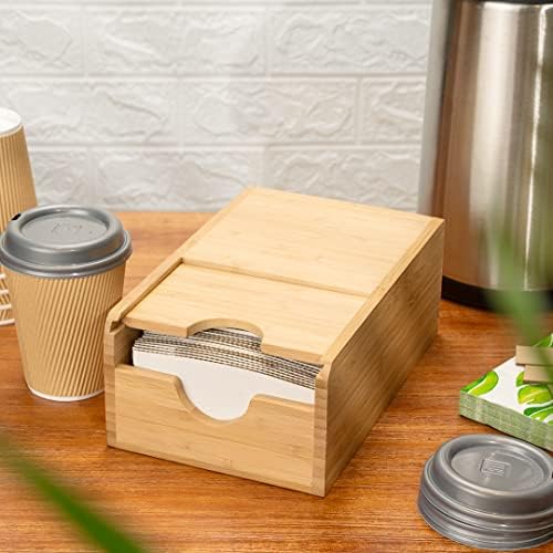 Restaurantware Restpresso 9 1/2 x 6 x 3.75 Inch Coffee Cup Sleeve Dispenser 1 Compact Coffee Sleeve Holder - Spring-Loaded Design For Homes or Restaurants Natural Bamboo Coffee Sleeve Organizer