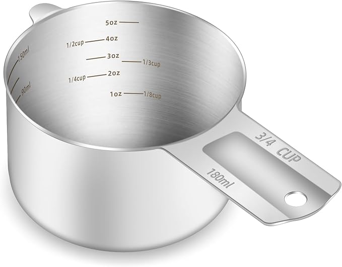 1PCS 3/4Cup Single Measuring Cup, Etched Inner Scale Stainless Steel Measure by BERYLER