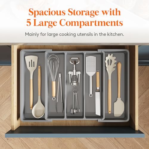 Lifewit Utensil Organizer for Kitchen Drawers, Expandable Utensil Tray