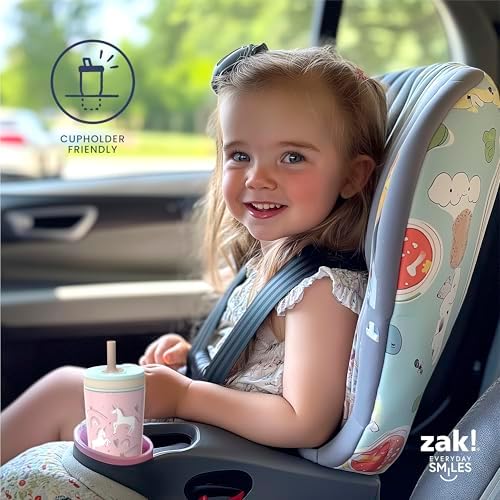 Zak Designs Unicorn Kelso Leak-Proof Toddler Straw Cups, 3pc Set