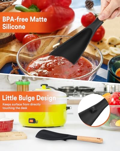 Badiano Silicone Cooking Spoon for Nonstick Cookwares, Multi-function,11.4"