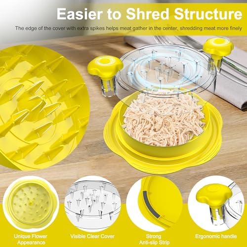 Chicken Shredder Tool Twist Large Meat Shredder with Brush&Fork, Yellow