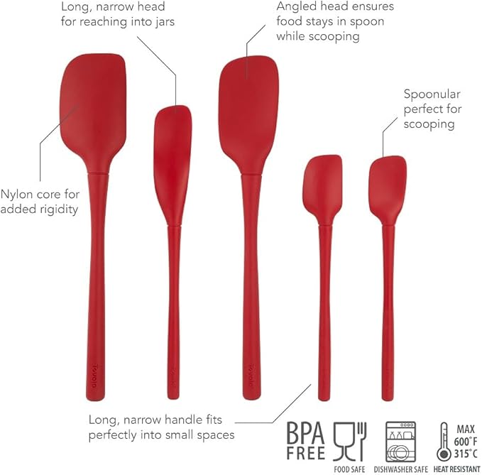 Tovolo Flex Core 5 Piece Silicone Spatula Set Heat Resistant All Silicone - Image 5