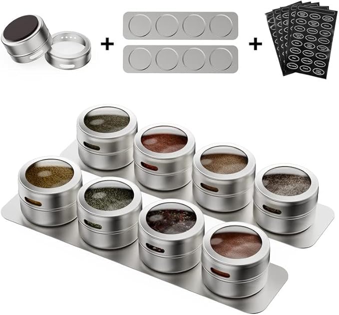 Vetacsion Set of 8 Magnetic Spice Tins - Image 2