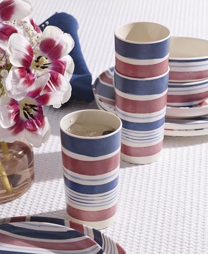 Oneida 24 Seven Stripe Melamine Tumblers, 16oz, Set of 4
