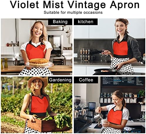 Violet Mist Cute Lovely Retro Aprons for Women Girl Ladies Sexy Sweetheart Vintage Aprons 50s PolkaDot Vintage Christmas Apron kawaii Cooking Kitchen Ruffle Witch Apron Housewife Waitress Mothers Gift