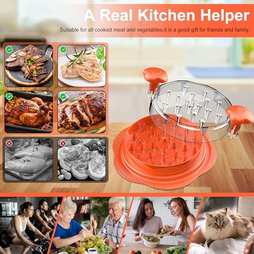 Chicken Shredder Tool Twist Large Meat Shredder with Brush&Fork, Orange