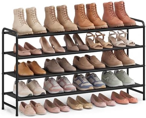 SONGMICS Long Shoe Rack, 4-Tier Shoe Organizer, Holds up to 25 Pairs