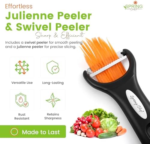 Spring Chef Swivel Potato Peeler & Julienne Vegetable Peeler w/Soft Handle
