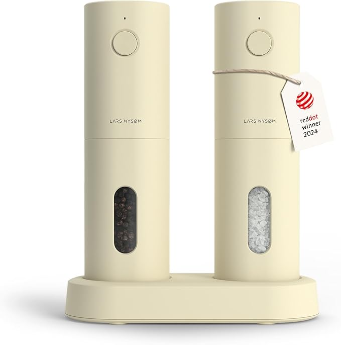 LARS NYSØM Electric Salt and Pepper Grinder Set, USB Rechargeable, Automatic by LN