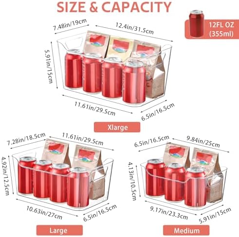 Clear Plastic Storage Bins - 12 Pack Pantry Organizers and Storage,Large Clear Pantry Organizer Bins, Plastic Containers with Handle for Kitchen, Cabinet, Bathroom, Classroom Organization