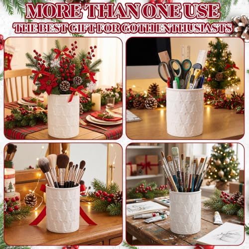 Yungyan Ceramic White Christmas Tree Utensil Holder for Kitchen