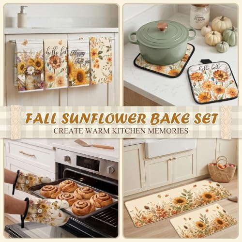 Fall Kitchen Decor Set, 10 Pcs Wildflowers Kitchen Set