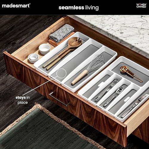 madesmart Classic Utensil Tray, White, 3 Compartment (Pack of 6)