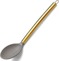 Berglander Non-stick Silicone Solid Serving Spoon, Titanium Gold Plating handle by Berglander