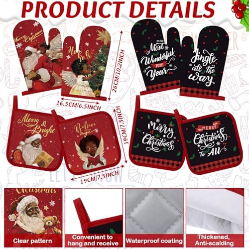 SiliFine 12 Pcs Christmas Kitchen Accessories Set Black Santa Style