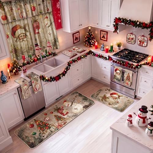 13 Pcs Christmas Kitchen Set Towels Mats Potholders Oven Mitts