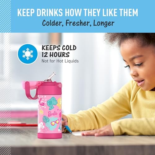 THERMOS FUNTAINER Water Bottle with Straw, Barbie, 12 Ounces (Pack of 6)