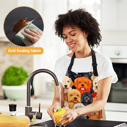 Adjustable Bib Apron with 2 Pockets for Cooking and Baking