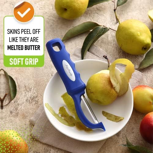 Spring Chef Swivel Potato Peeler with Soft Grip Handle, Set of 2, Sapphire