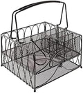 Gourmet Basics by Mikasa Loop Picnic Plate Napkin and Flatware Storage Caddy, Large Metal Organizer for Indoor and Outdoor Use, Antique Black