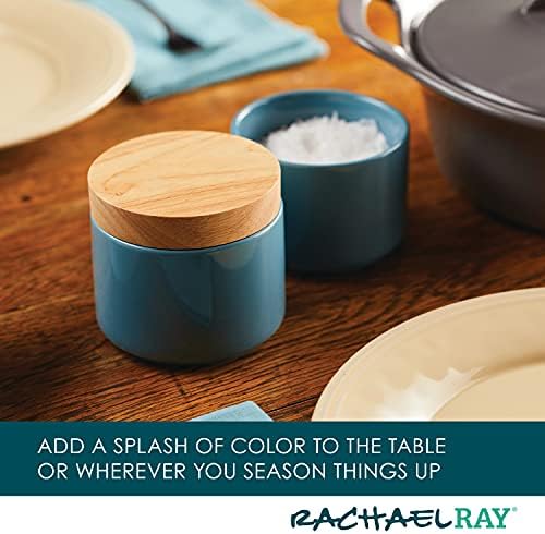 Rachael Ray Ceramics Stacking Spice/Seasoning Box Set with Lid, 2 Piece, Agave Blue
