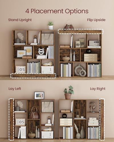 VASAGLE Bookshelf, 8 Cubes Storage Organizer, 35.4 x 9.5 x 39.4 Inches