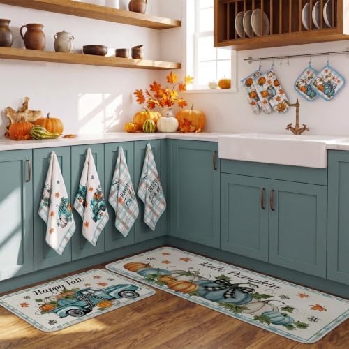 Fanfanwin 10 Pcs Fall Thanksgiving Pumpkin Kitchen Decor Set