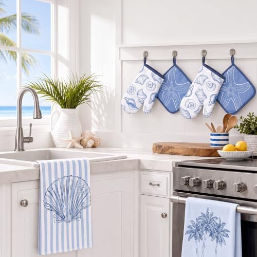 FoldTier 6 Pcs Coastal Kitchen Decoration Set Beach Kitchen Accessories